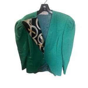 Vintage, Candace Fraiberger, Emerald Green Blazer with beaded embellishment FR38